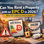 Can landlords rent out a property with EPC D in 2026 blog image showing EPC rating D, UK housing, 2026 rules warning, and landlord compliance theme