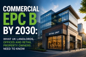 Commercial EPC B by 2030 guide for UK landlords, offices and retail property owners