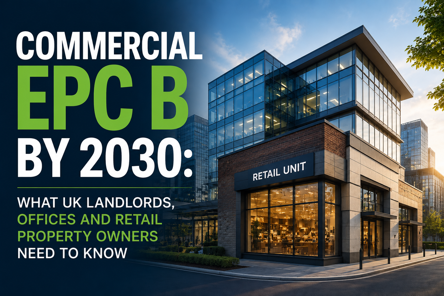 Commercial EPC B by 2030 guide for UK landlords, offices and retail property owners