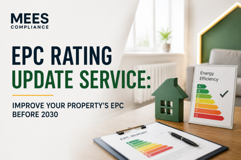 EPC rating update service for UK landlords to improve property EPC ratings before 2030 MEES compliance rules.