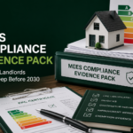 MEES compliance evidence pack for UK landlords showing EPC certificate, property documents and energy rating records before 2030